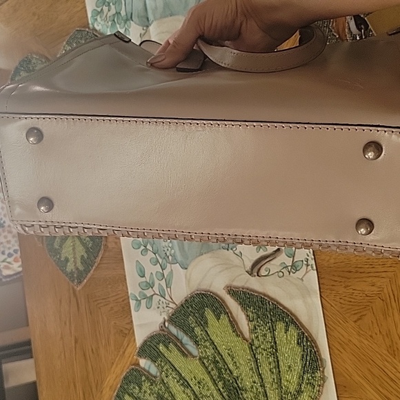 NWT Gorgeous leather patricia nash small woven Ava tote in STONE - Picture 8 of 12